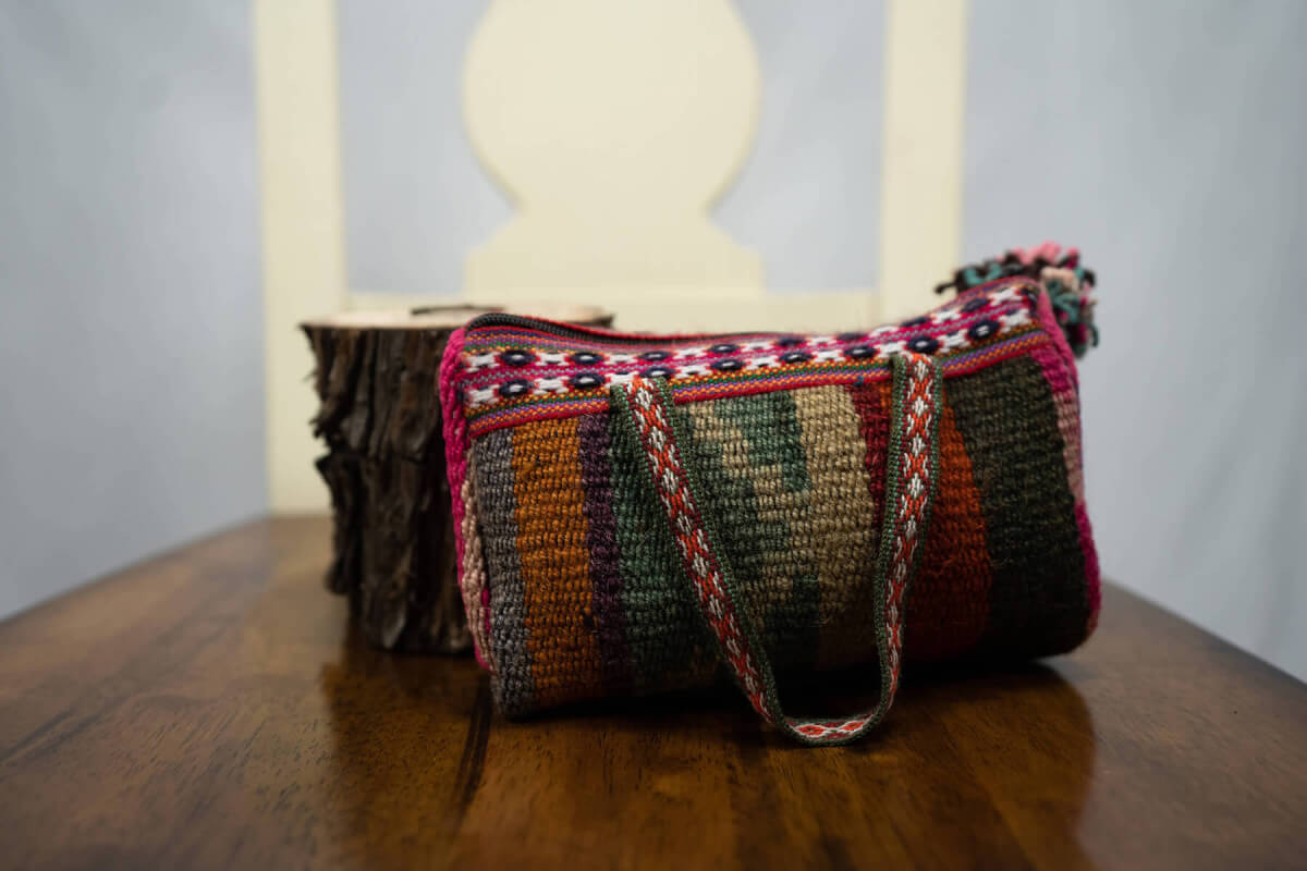 Accessory Purse Rectangular 100% Peruvian Sheep wool Handmade Rainbow Women