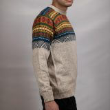 Pullover Sweater Chalan Beige 100% Peruvian alpaca Handmade Men's