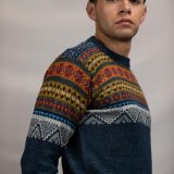 Pullover Sweater Chalan Blue 100% Peruvian alpaca Handmade Men's