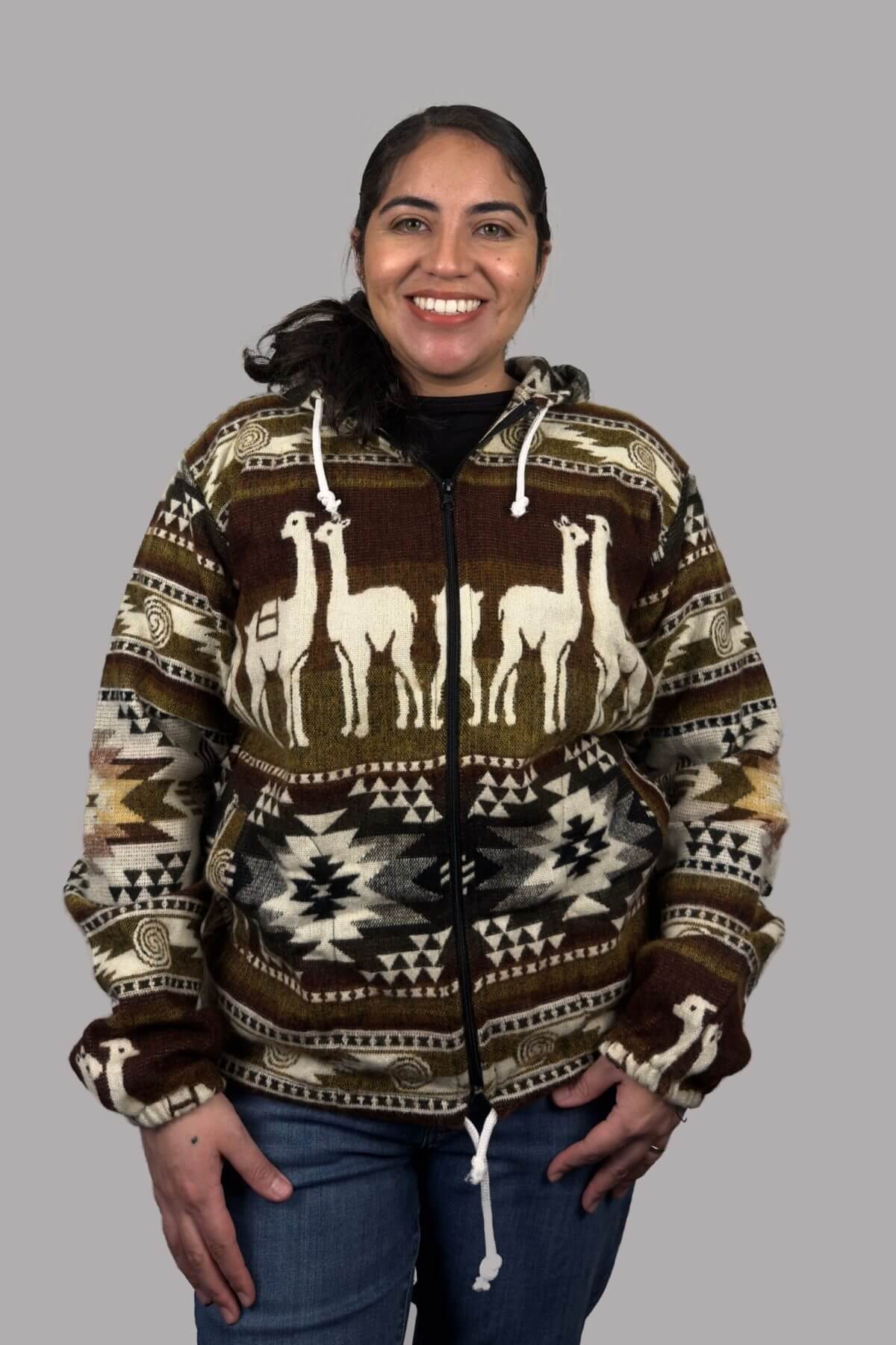 Jacket Cotton wool 100% Peruvian alpaca Handmade Unisex